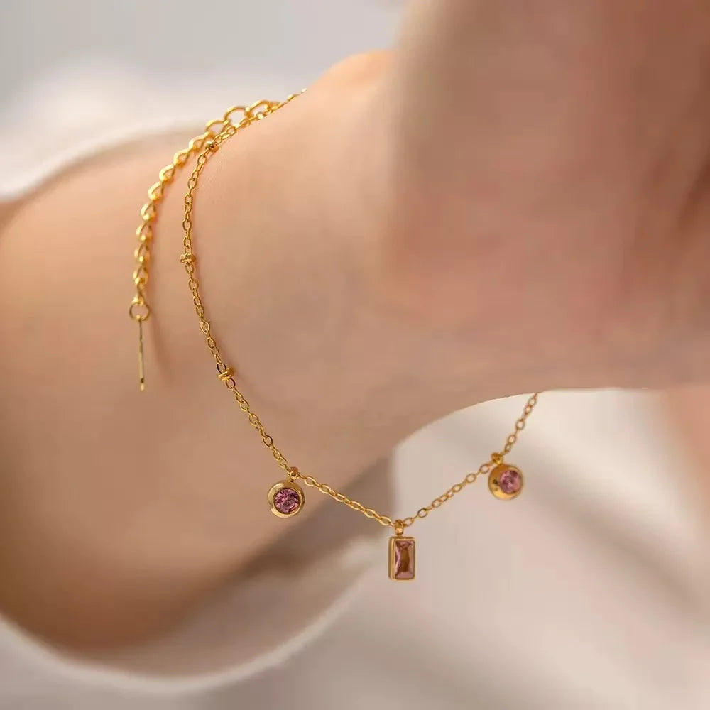 EILIECK 316L Stainless Steel Colored Acrylic Stones Necklace Bracelets Set For Women Trendy Neck Chain Waterproof Jewelry Gift