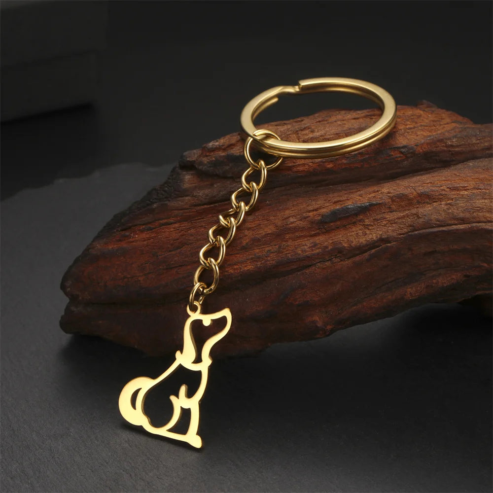 Cute Dog Samoye Keychain for Women Men Stainless Steel Dachshund Puppy Animal Lovers Key Ring for Car Backpack  Jewelry Gifts