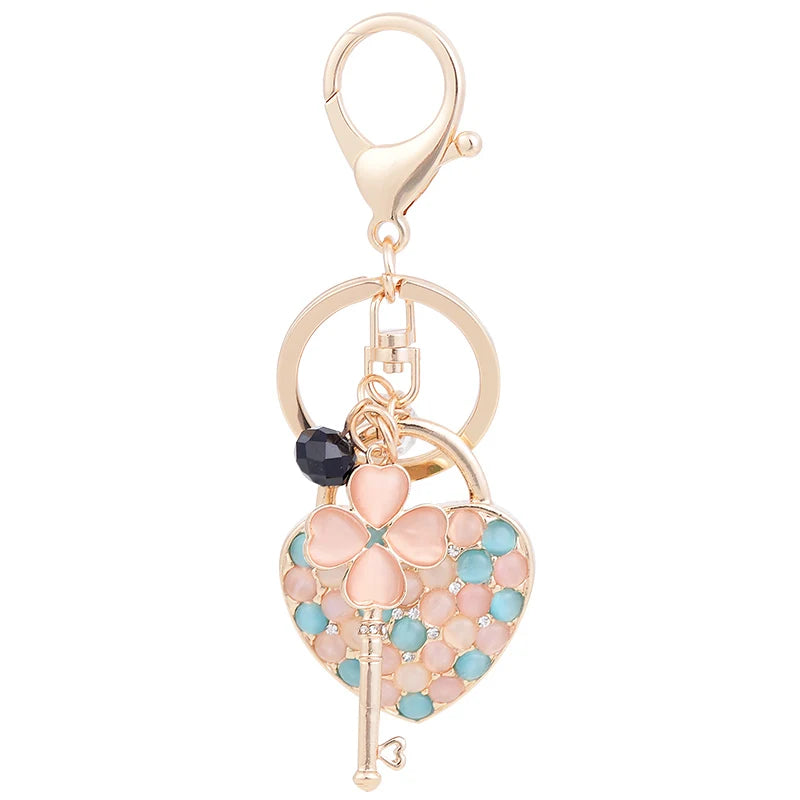 Paris Romantic Opal Love Key Chain Women's Luxury Handbag Pendant Souvenir Gift for Family and Friends