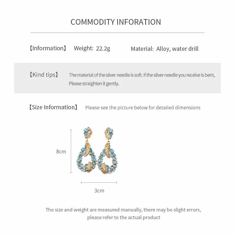 Vintage Rhinestone Inlaid Feather Drop Earrings Retro Style Light Luxury High Grade Elegant Exquisite Stud Ear Jewelry For Women