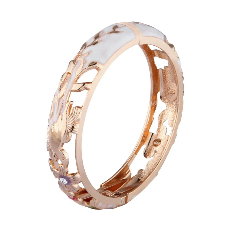 Hollow Bangles For Women Bracelets On Hand Bird Cloisonne Enamel Jewelry Women's Hand Bracelet Female Bangle Gifts For Wife Girl