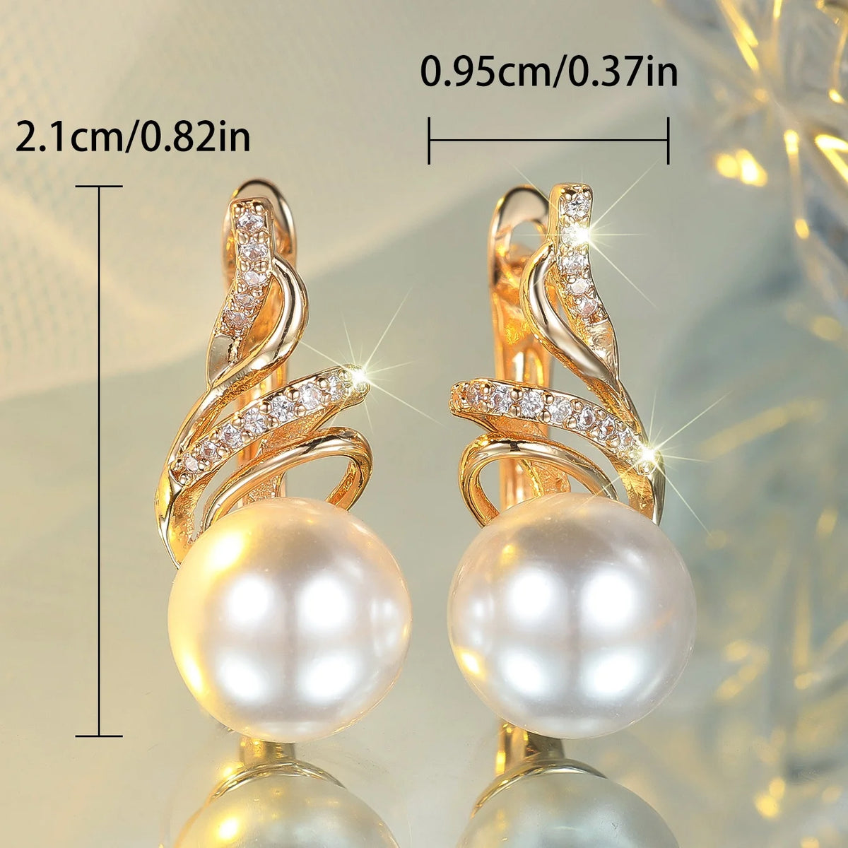 White Pearrl Zircon Stone Round Hoop Earrings Luxury Female Gold Color Wedding Jewelry For Women