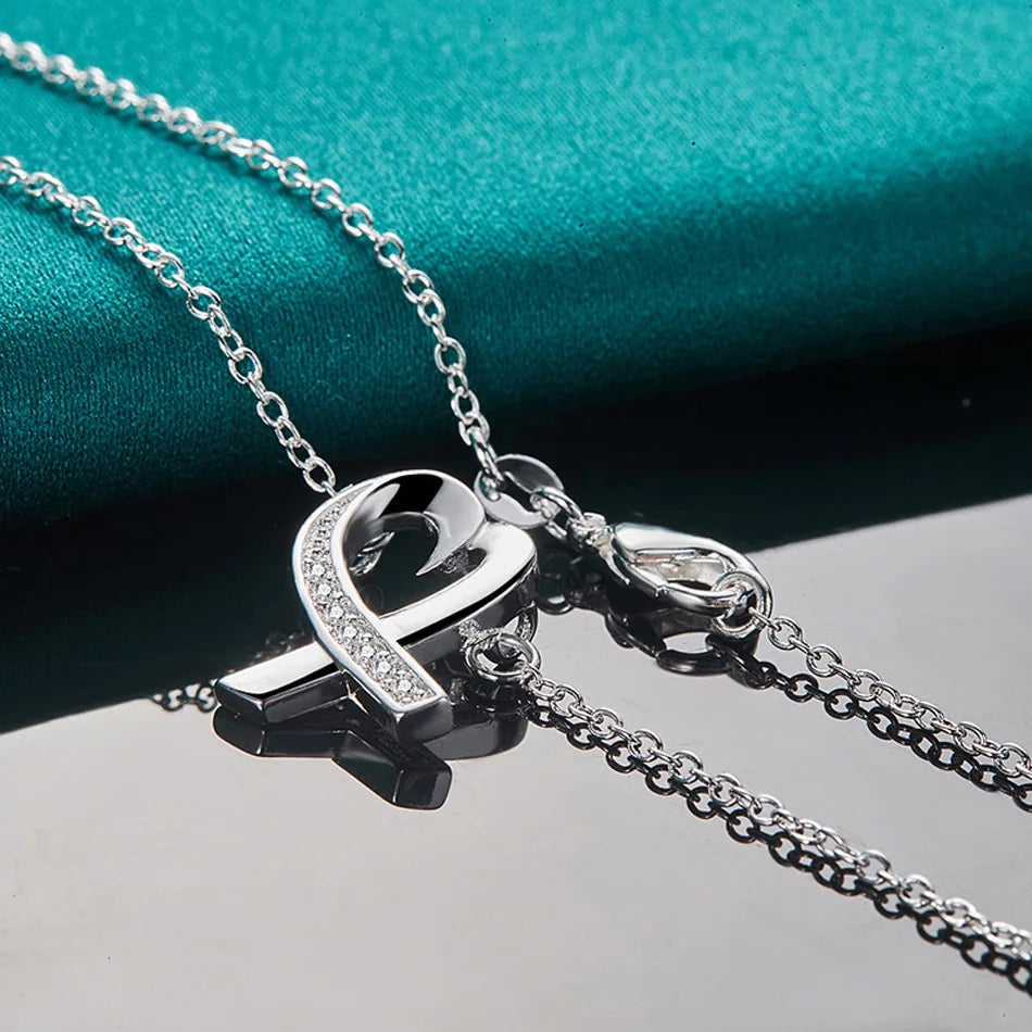 URMYLADY 925 Sterling Silver Heart AAAAA Zircon 18 Inch Pendant Necklace For Women Wedding Engagement Fashion Jewelry Gifts