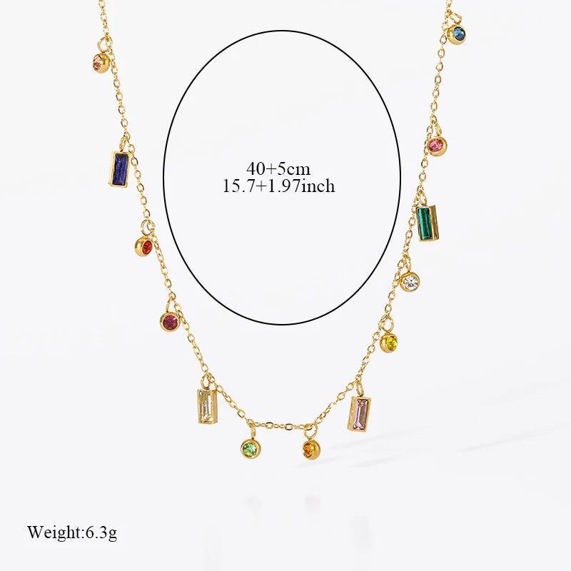 EILIECK 316L Stainless Steel Artificial Turquoise Pendant Necklace for Women Fashion Waterproof 2 Layer Neck Chain Jewelry Gift