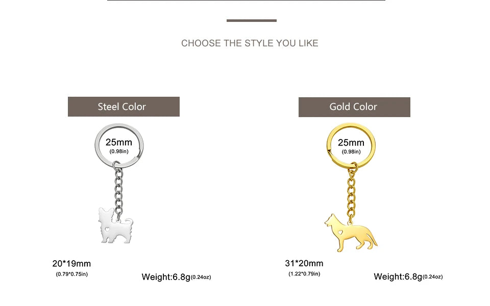 Cute Dog Samoye Keychain for Women Men Stainless Steel Dachshund Puppy Animal Lovers Key Ring for Car Backpack  Jewelry Gifts