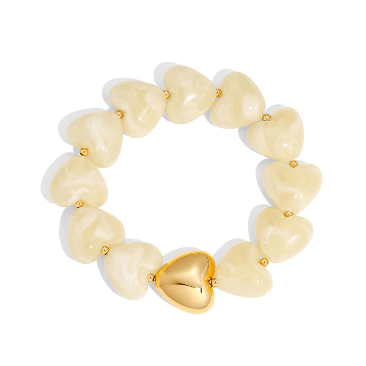 Multicolour Resin Heart Handmade Bracelet for Women Bohemia Style Stainless Steel Beads Statement Waterproof Jewelry Gifts