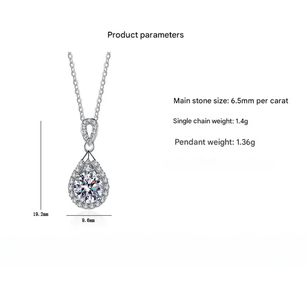 LiHong 925 Sterling Silver Teardrop Necklace Women's Sparkling Zircon Clavicle Chain Fashion Accessories Gift Jewelry