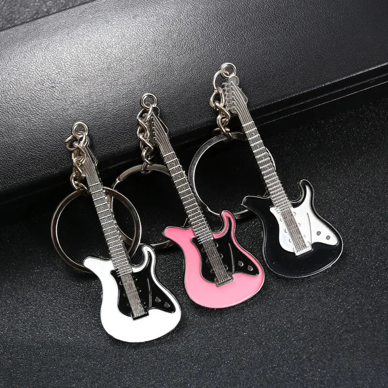 2024 New Guitar Keychain Band Concert Music Festival Souvenir Gift Handbag Schoolbag Pendant Bass Key Rings Wholesale