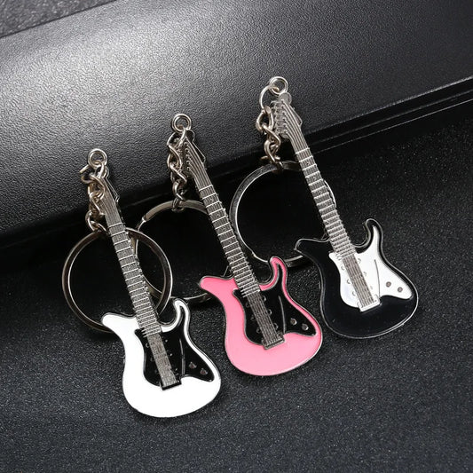 2024 New Guitar Keychain Band Concert Music Festival Souvenir Gift Handbag Schoolbag Pendant Bass Key Rings Wholesale