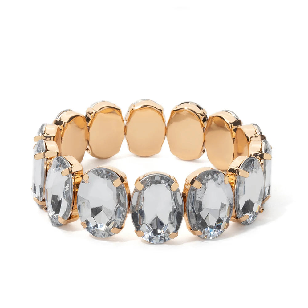 BEUTIFOR New Arrival 18mm Colorful Rhinestone Drop Bracelet for Women Gold Color Copper Prong Setting Crystal Jewelry