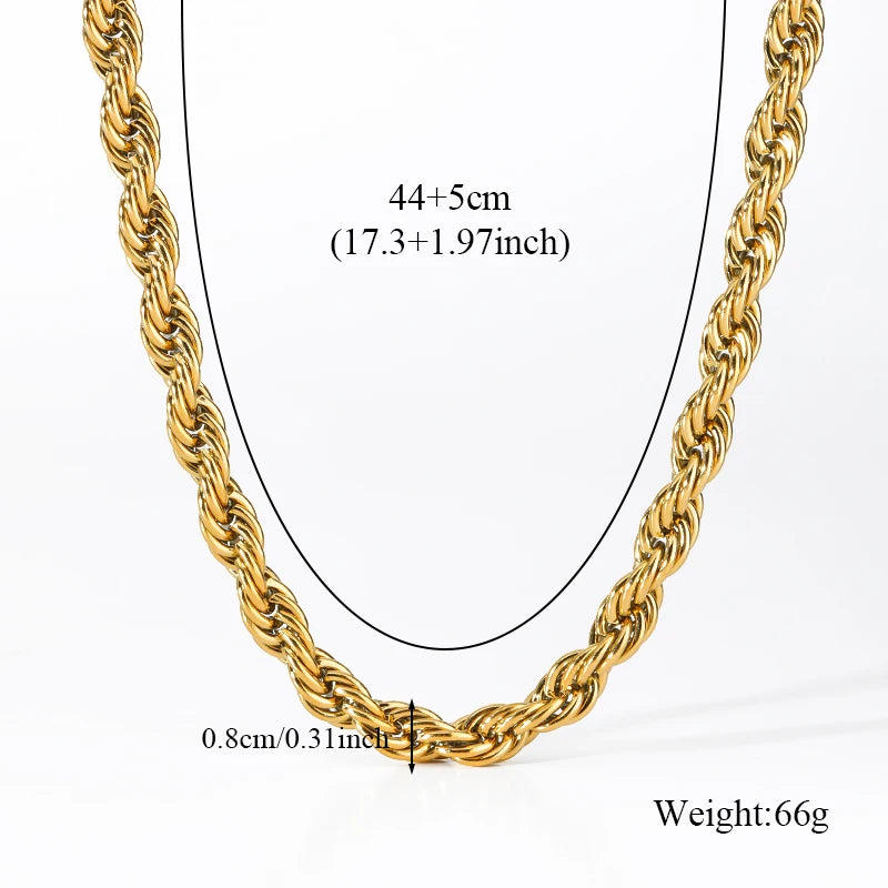 EILIECK 316L Stainless Steel Metal 8mm Chunky Chain Necklace For Women Trendy 18K Gold Plated Neck Chain Waterproof Jewelry Gift