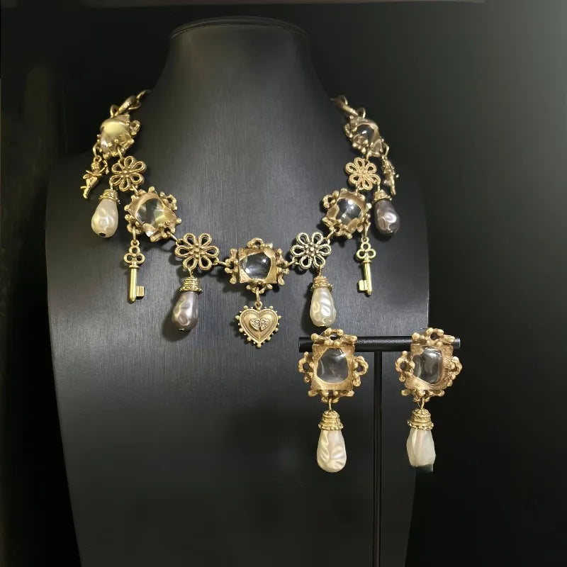 NISHIZAWA Pearls Dangle Earrings for Women Geometric Vintage Court Style Jewelry Fashion Elegant Luxury Pendientes Mujer