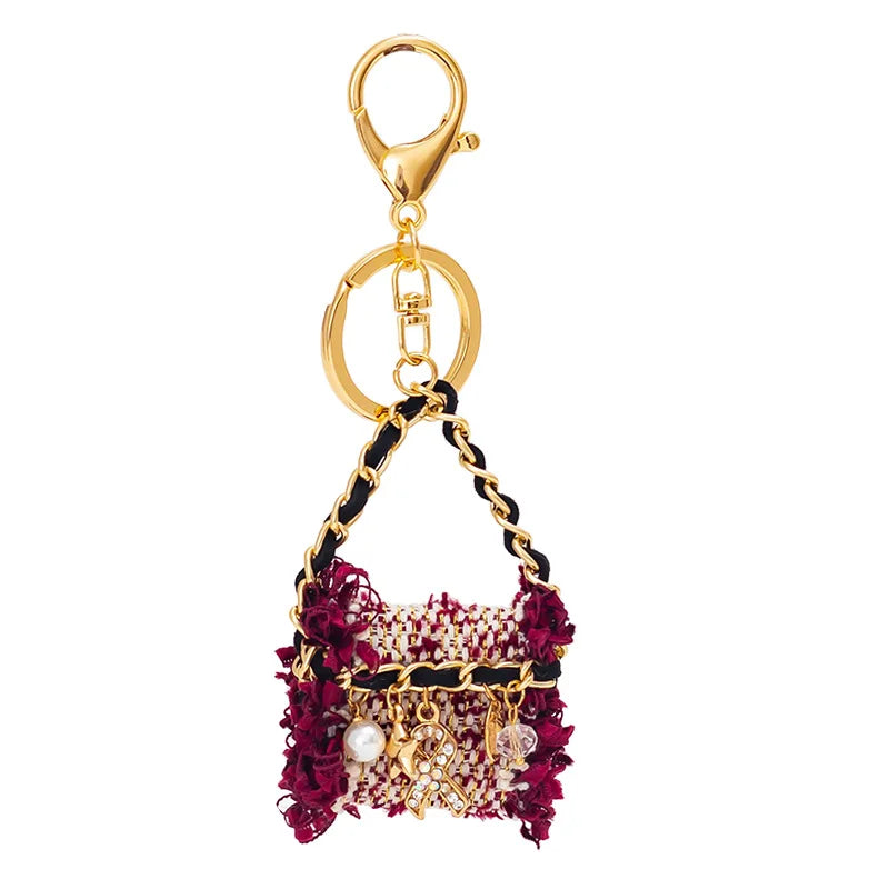 Luxury woman jewelry Pearl alloy bag pendant keychains ring bow tie pendant keychain accessories Key Chain for bags