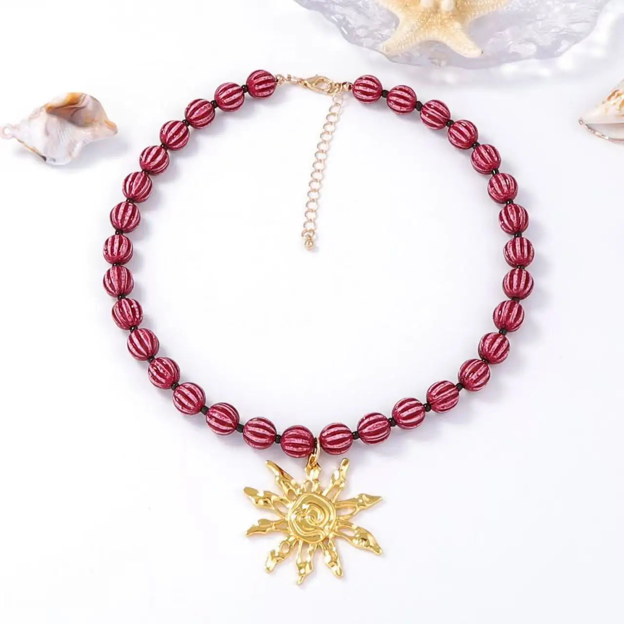 2026 Summer Beach Vacation Style Ocean Lobster Crab Pendant Colorful Beaded Necklace