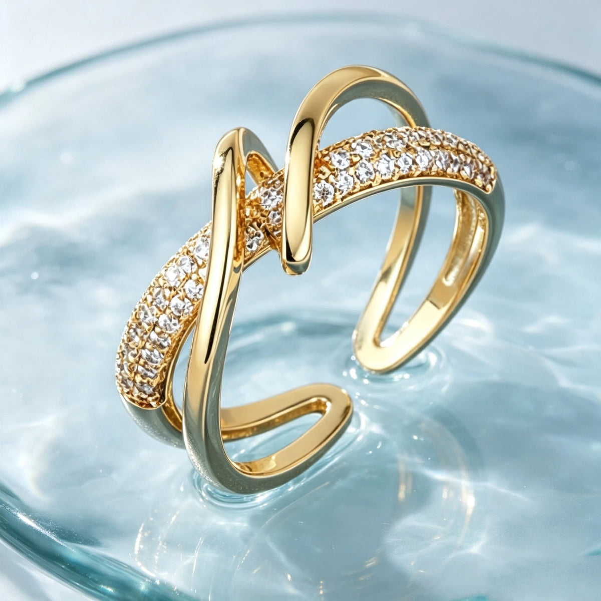 Charm Female White Zircon Stone Irregular Adjustable Open Ring Gold Silver Color Cute Gift  Wedding Jewelry For Women