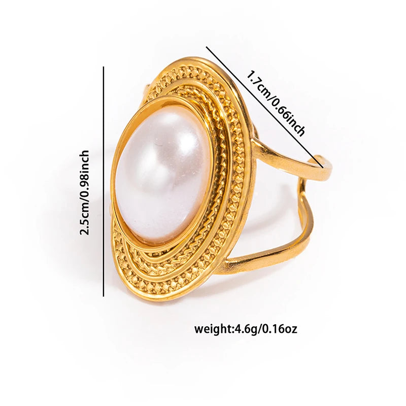 ANENJERY 316L Stainless Steel Turquoise Zircon Hollow Open Multi Layered Ring for Women Vintage Niche Jewelry Gifts Wholesale