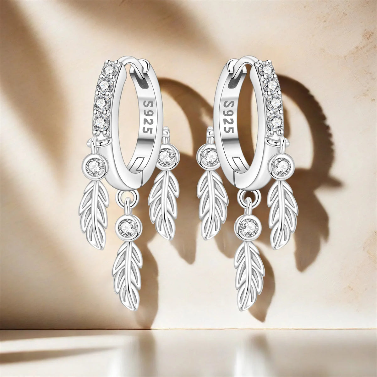 Orstarry 925 Sterling Silver Feather Lucky Symbol Drop Earrings Women Earrings Charm Fashion Versatile Party Jewelry Gifts