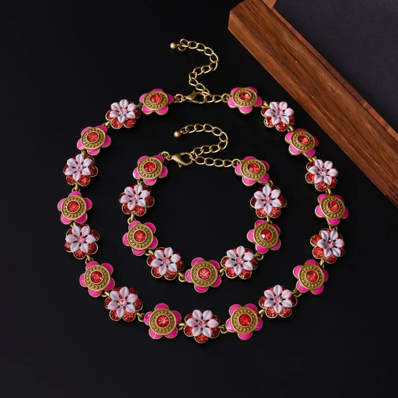 NISHIZAWA Enamel Flowers Bracelets for Women Vintage Sweet Exquisite Jewelry Court Style Elegant Luxury Pulseras Mujer