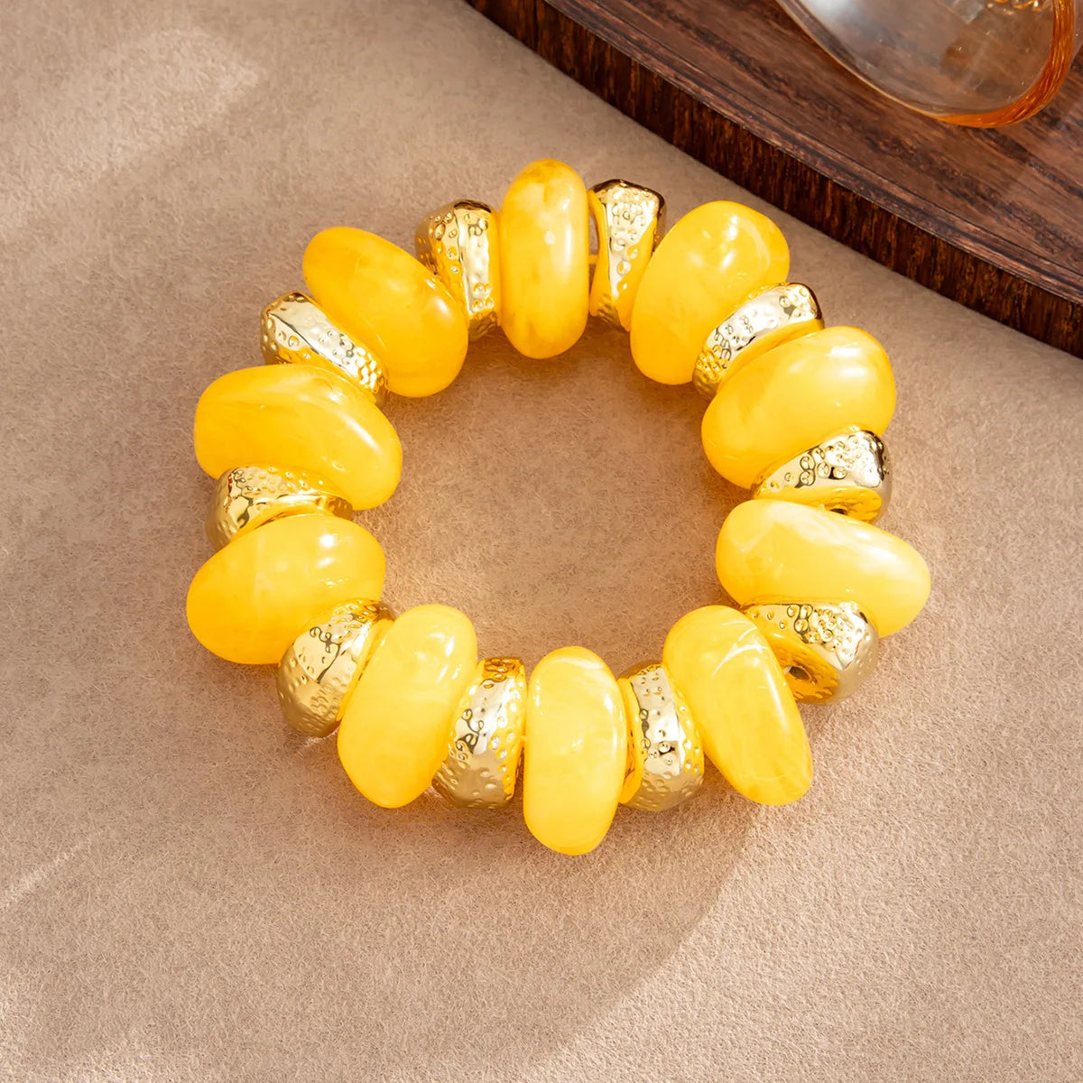 KMVEXO Bohemian Colorful Acrylic Beads Bracelet for Women New Trendy Resin Flat Round Elastic Bangles Statement Jewelry Gift