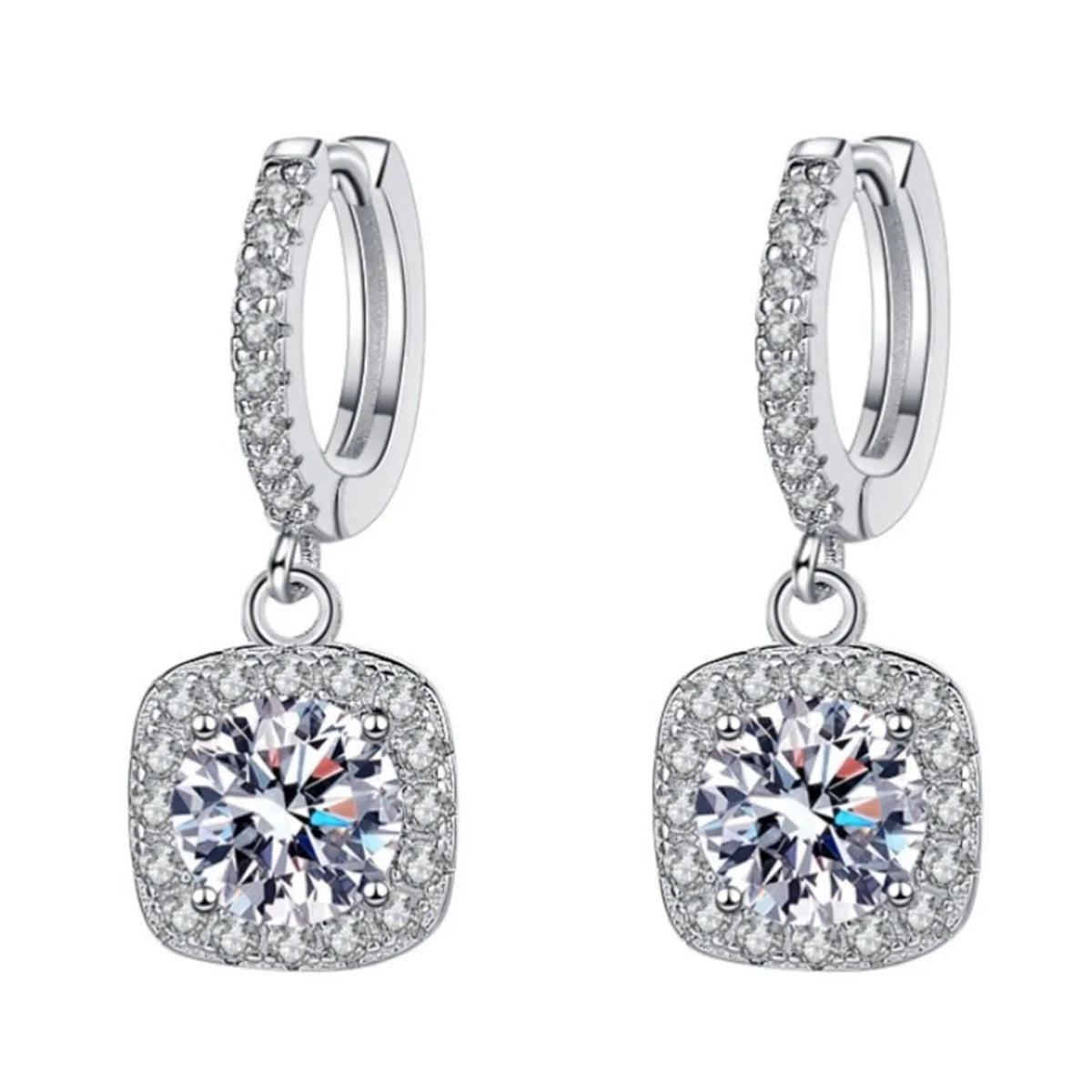 Fashion Luxury Charm Female Small Bag Full White Zircon Stone Drop Dangle Earrings Unique Silver Gold Color Jewelry For Women