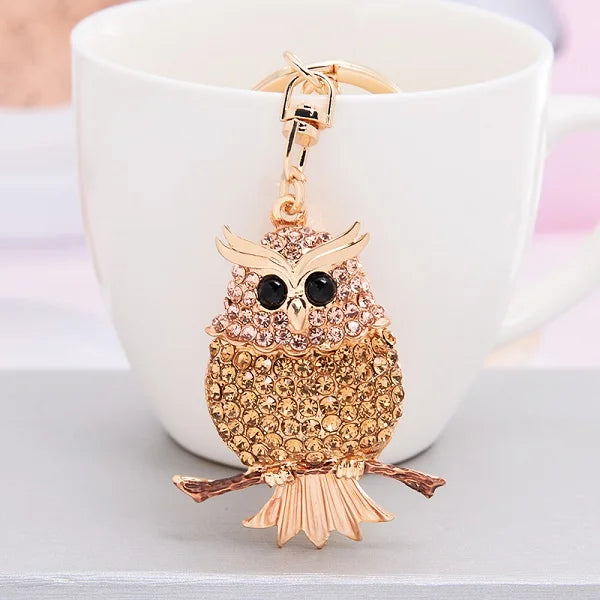 EASYA New Design Crystal Owl Keychain Full Rhinestone Key Ring Key Holders For Women Bag Accessories Cute Animal Car Key Chain