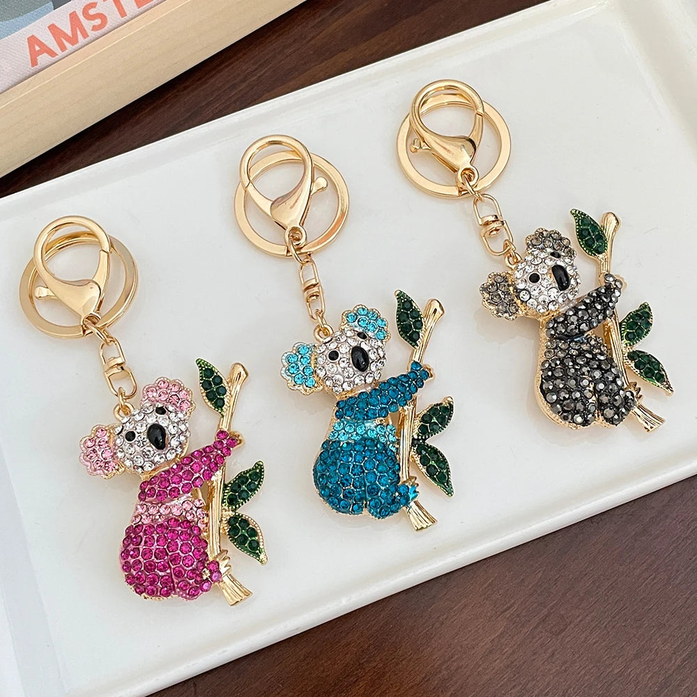 2025 NEW Koala Bear KeyChain Crystal Rhinestone Key Ring Pendant Women's Handbag Ornament Souvenir