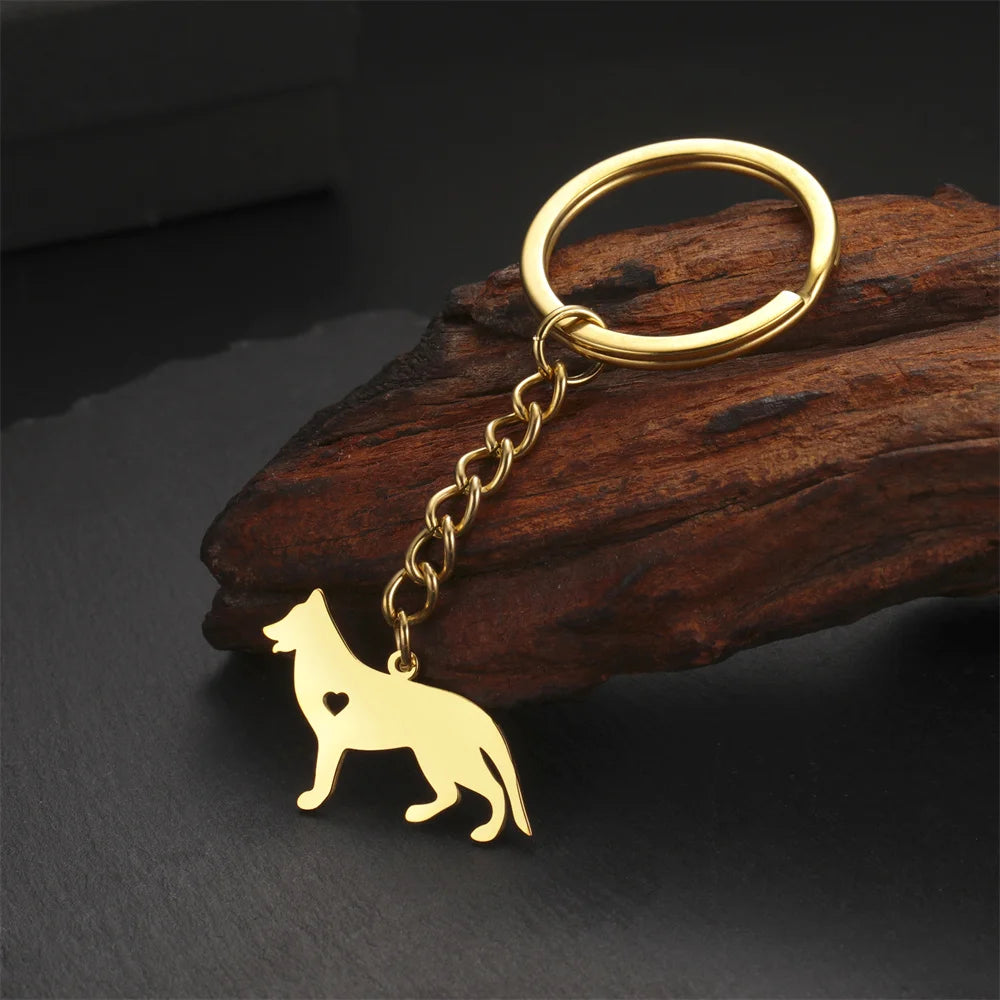 Cute Dog Samoye Keychain for Women Men Stainless Steel Dachshund Puppy Animal Lovers Key Ring for Car Backpack  Jewelry Gifts