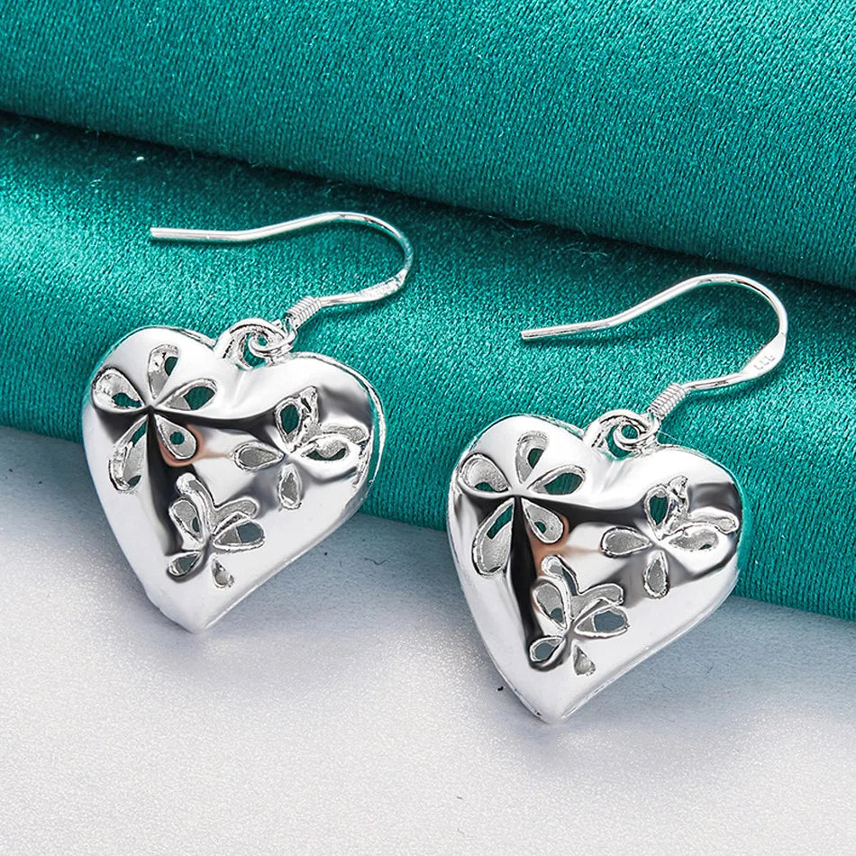 URMYLADY 925 Sterling Silver Heart Earrings For Women Wedding Party Fashion Charm Jewelry