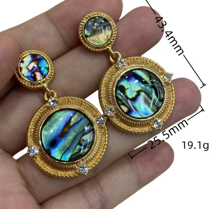 NISHIZAWA Woman Earrings Geometric Palace Style Vintage Hyperbole Jewelry Light Luxury Elegant Fashion Pendientes Mujer