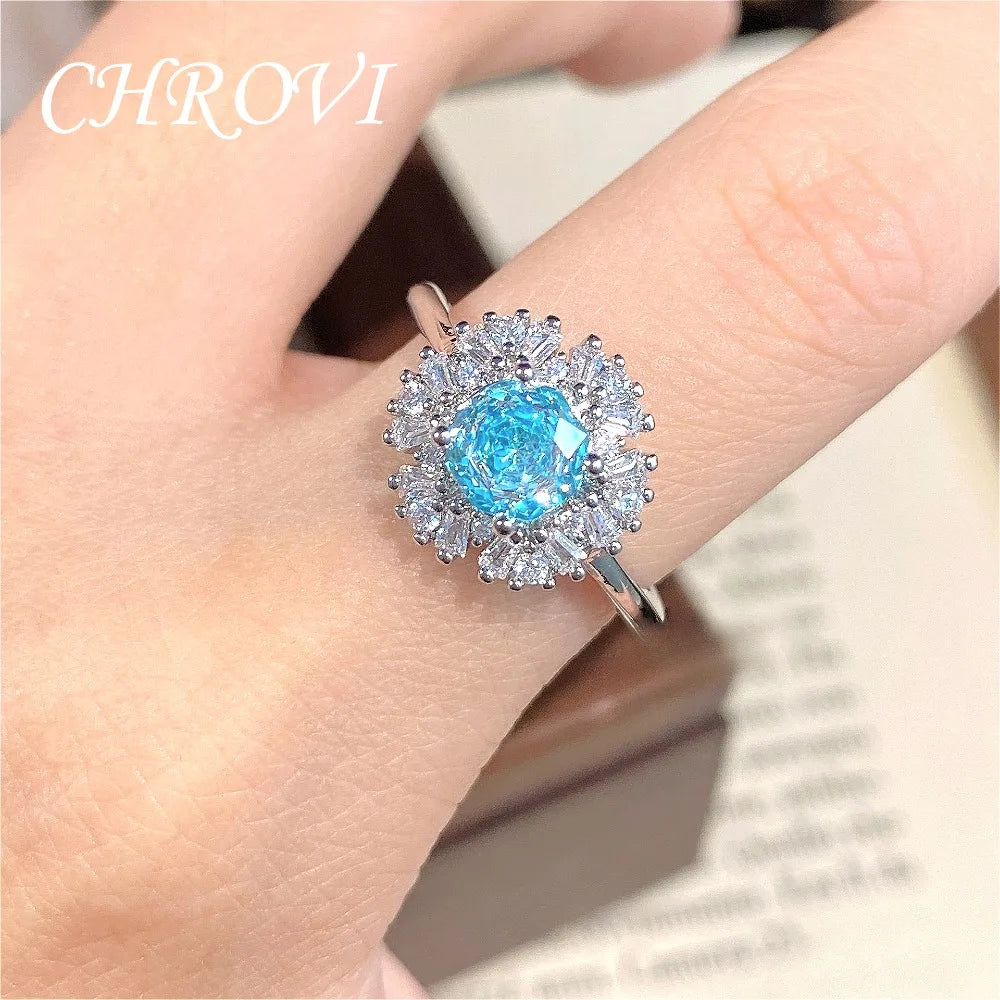 Light luxury 925 sterling silver octagonal millennium rose ring with high-grade square diamond women's ring