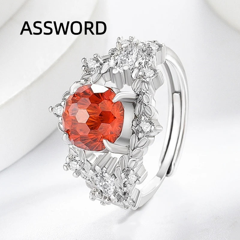 925 Sterling Silver Vintage Leaf Flower Ring Round Ice Flower Cut Cubic Zirconia Wedding Band Luxury Fine Jewelry Gift for Women