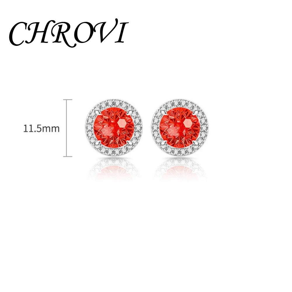 Exquisite 925 sterling silver gemstone-cut princess round earrings with ultra-shiny high-carat diamonds.
