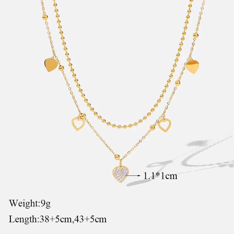 EILIECK 316L Stainless Steel Artificial Turquoise Pendant Necklace for Women Fashion Waterproof 2 Layer Neck Chain Jewelry Gift