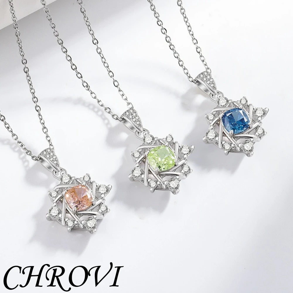 Exquisite 925 sterling silver gemstone ice flower octagonal star necklace, fashionable and versatile,high-carat diamond necklace