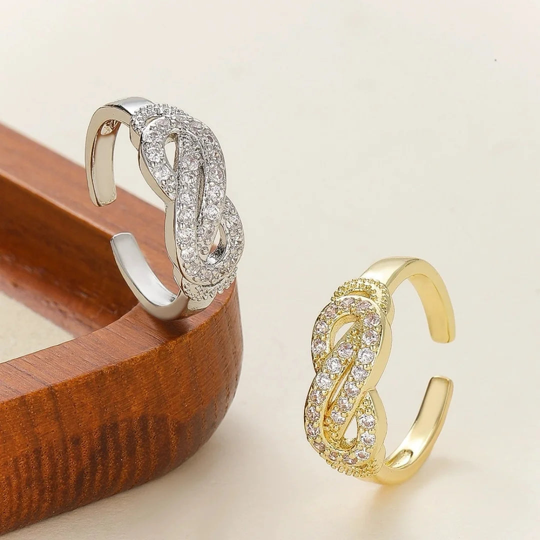 Cute Female Gold Color Infinity Wedding Rings Promise Open Adjustable Engagement Jewelry For Women