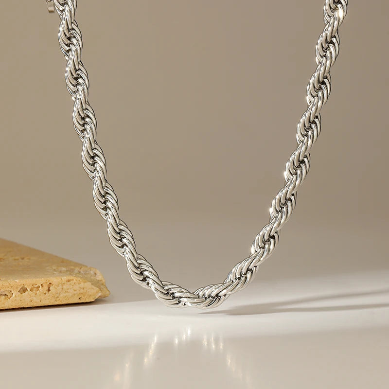 EILIECK 316L Stainless Steel Metal 8mm Chunky Chain Necklace For Women Trendy 18K Gold Plated Neck Chain Waterproof Jewelry Gift