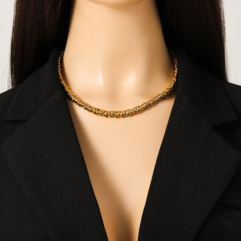 EILIECK 316L Stainless Steel Metal 8mm Chunky Chain Necklace For Women Trendy 18K Gold Plated Neck Chain Waterproof Jewelry Gift