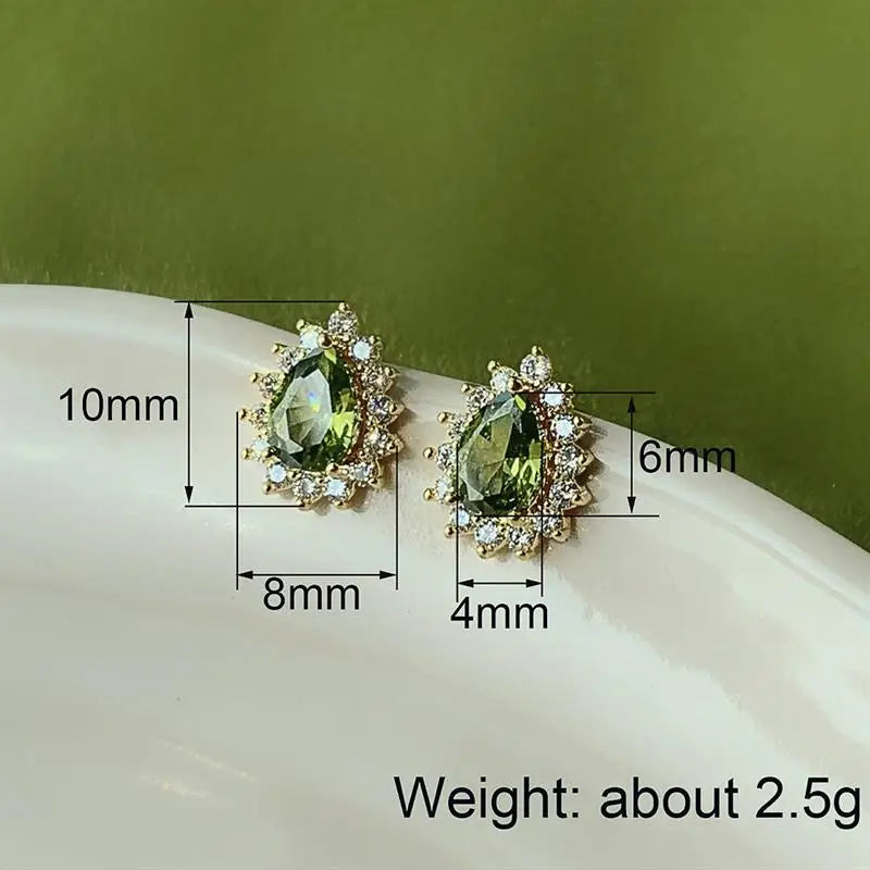 Huitan Minialist Pear Shaped Women Stud Earrings Inlaid Bright CZ Elegant Accessories for Wedding Party Versatile Lady Jewelry
