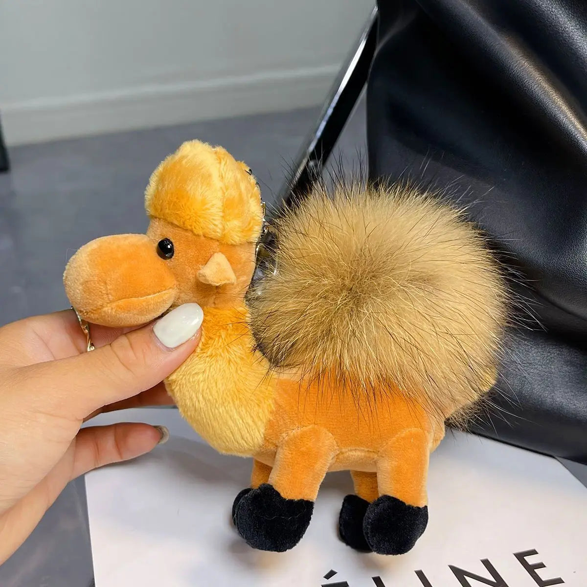 luxury brand Furry camel keychain cute bag pendant plush doll car key chain Key ring accessories cute items