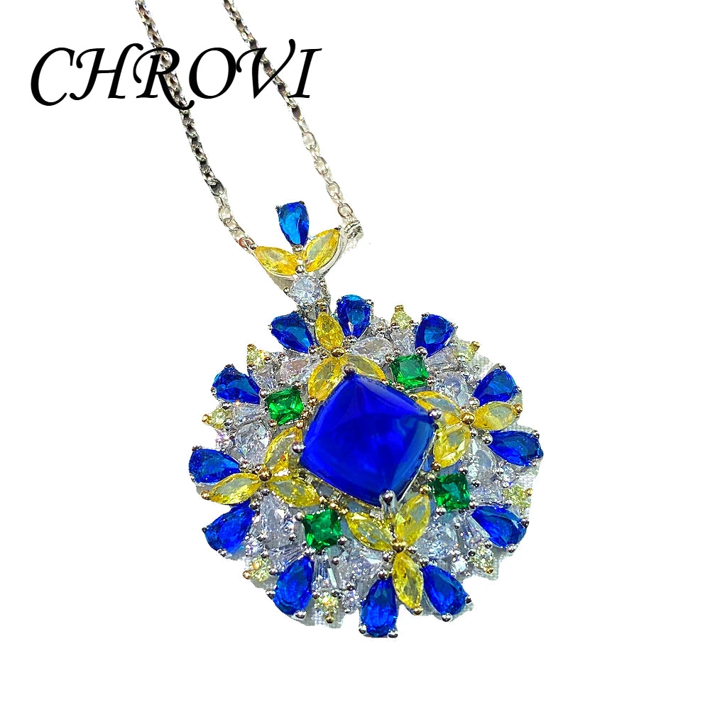Exquisite 925 sterling silver new pendant necklace with gemstones, color-matched and eclectic style pendant for women