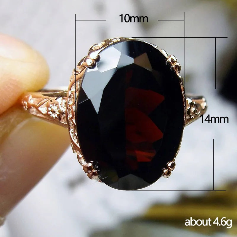 Huitan Rose Gold Color Women Ring Inlaid Shiny Red/Green Oval CZ Luxury Party Accessories Noble Fashion Engagement Chic Jewelry