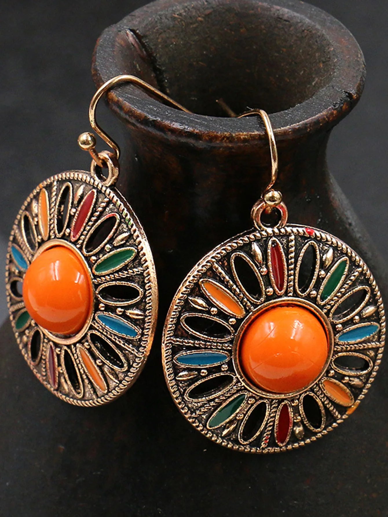 2PC Women's Fashion Bohemian Style Colorful Disc Earrings Jewelry Accessories Suitable for Date, Party, Festival Gifts-4535
