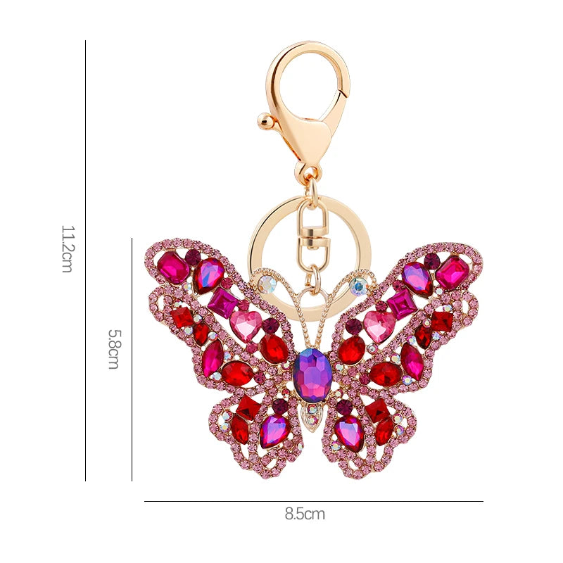 EASYA 2024 New Butterfly Keychain Collection Rhinestone Crystal Inlaid Car Pendant Handicrafts