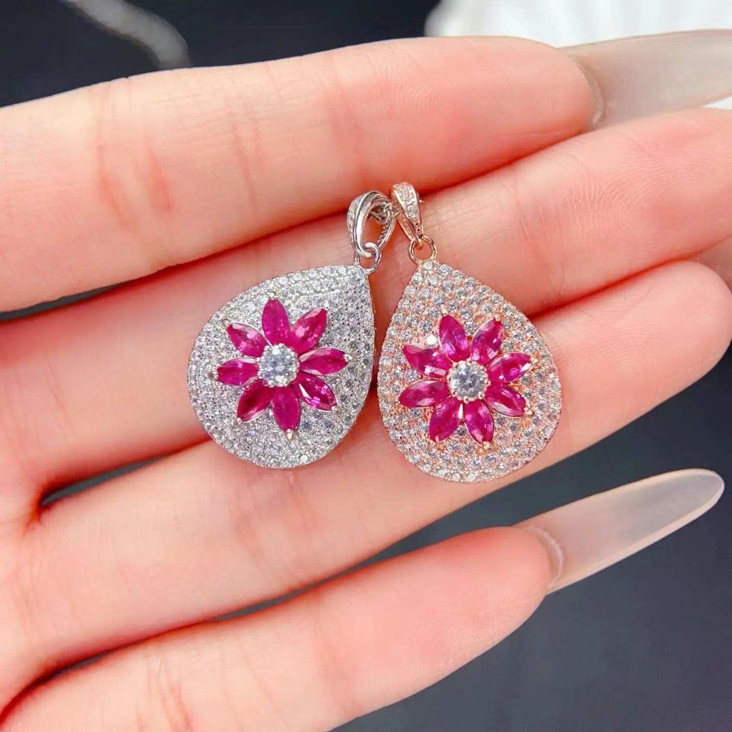 Natural Ruby 925 Silver Pendant with Individual Certificate 2.5x5mm Genuine Ruby from Myanma Luxury Fine Jewelry