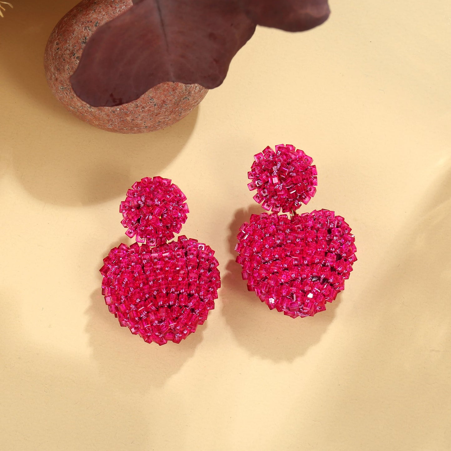 Badu Heart Shape Drop Earrings For Women Handmade Colorful Crystal Beads Big Statement Earrings Summer Party Jewelry Gifts