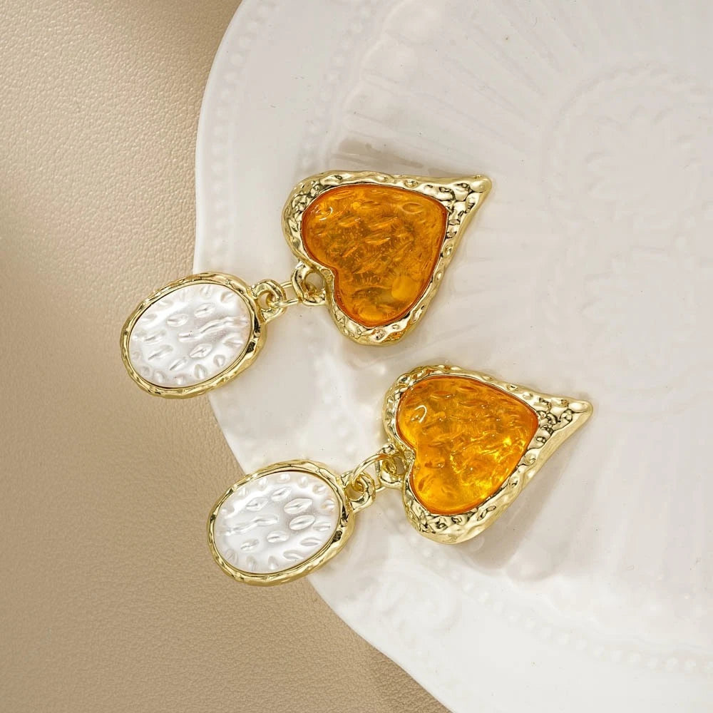 1pair Luxury Geometric Elegant Heart Earrings For Women Wedding Engagement Party Jewelry Accessories