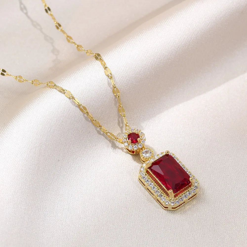 Green Crystal Jewelry Set for Women Square Rhinestone Necklace / Earrings / Rings Fashion Jewelry For Lady New Year Gift 2026