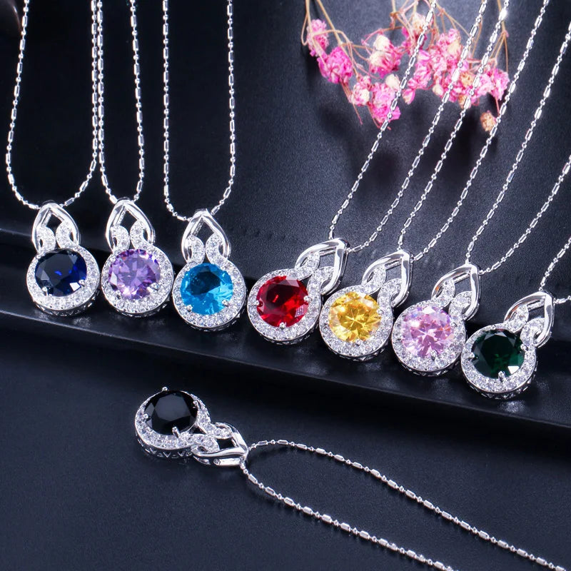 ThreeGraces 3pcs Fashion Shiny Pink Round Zirconia Wedding Party Pendant Necklace and Earrings Ring Jewelry Set for Women T1222