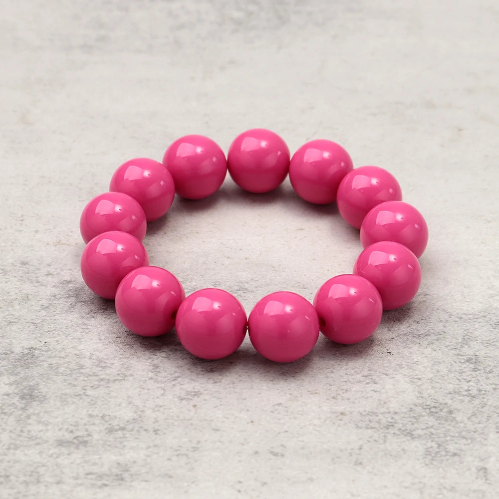 Fashion Pink Acrylic Geometric Beads Bracelets Necklace Earrings for Women Heart Tube Beaded Bracelets 2026 New Jewelry Gifts