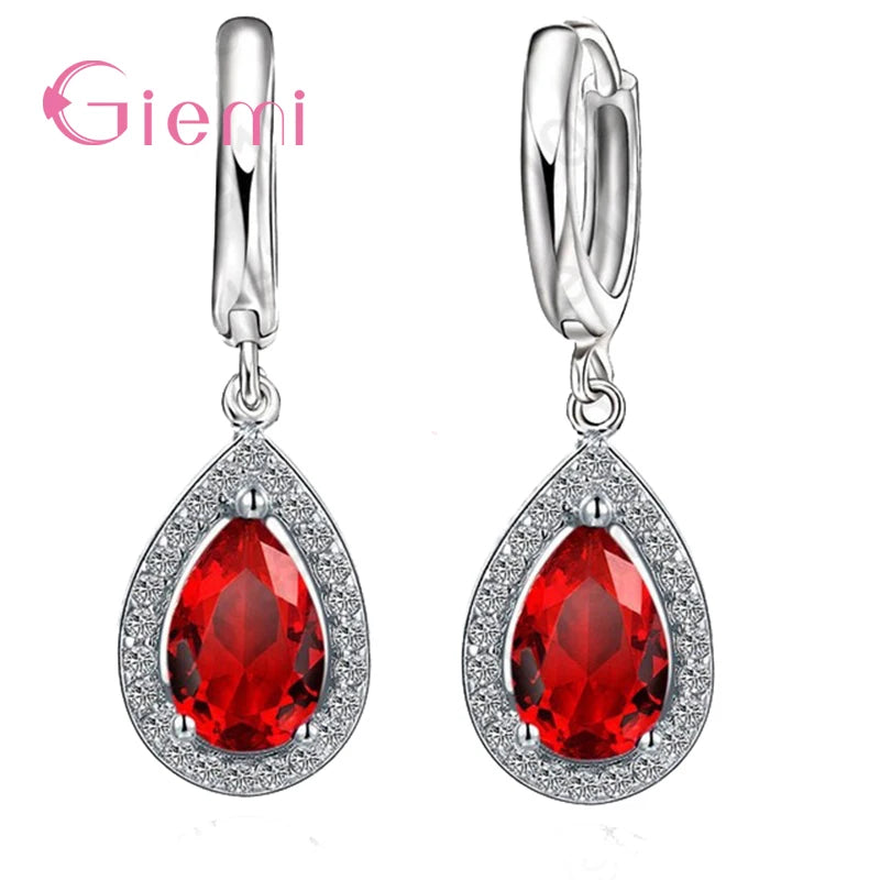 Novel Genuine Water Drop Clear Cubic Zirconia Earrings 925 Sterling Silver Jewelry For Female Women Brincos Gift Hot Sale